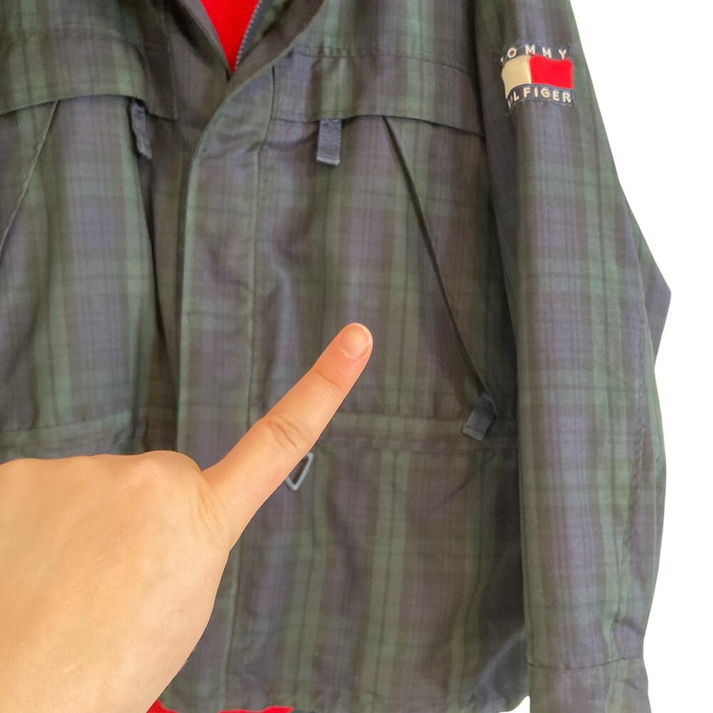 Vintage Y2K Tommy Hilfiger Plaid Hooded Jacket Preppy Sport Sz Large - Picture 6 of 16